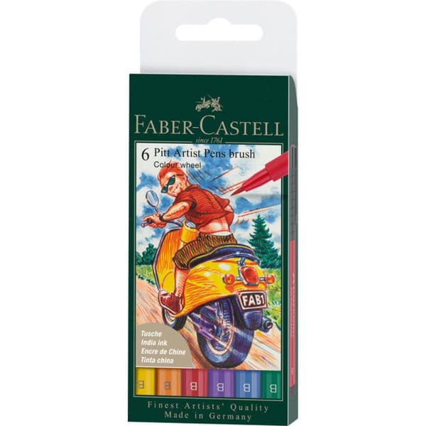 Markörer - Faber-Castell - Pitt Artist Pen - Färghjul - Etui med 6 markörer