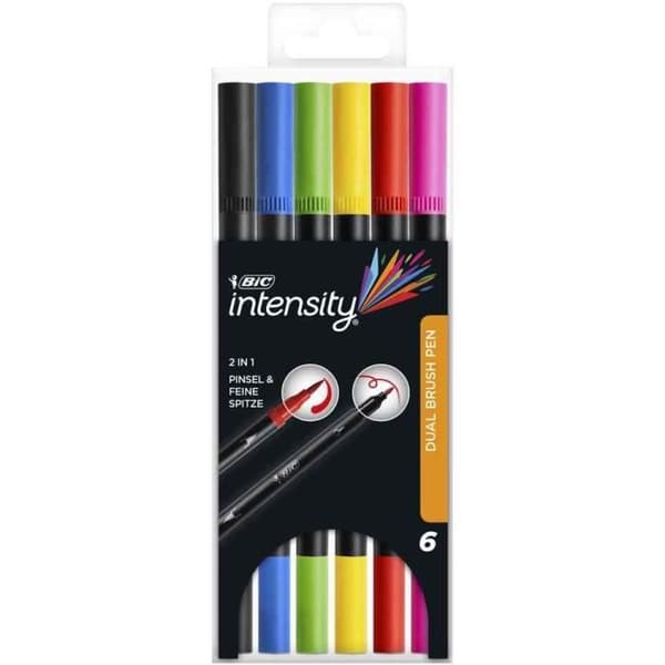 BIC Filt DUAL BRUSH, 2in1, etui med 12, olika färger