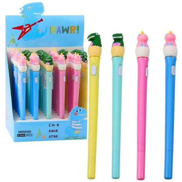 Stylo - pen set - refill Leantoys lysande dinosaurpenna med blå bläck uf 0,7 mm Mix LEAN Toys