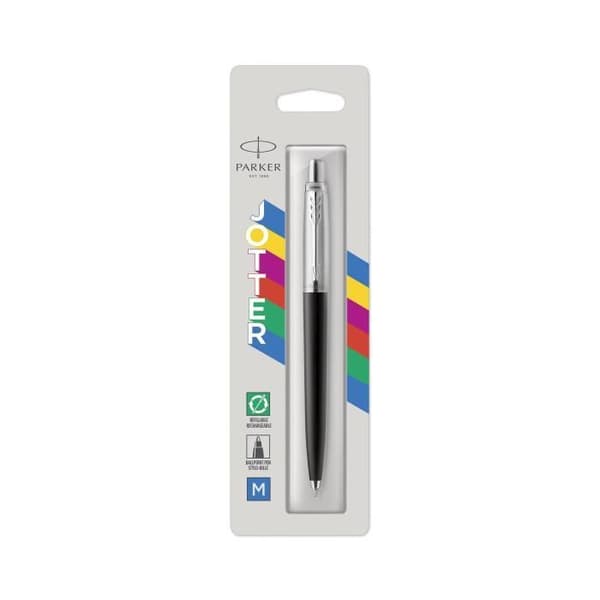 PARKER Jotter Originals kulspetspenna - Svart - Kromkanter - Blå refill medium spets