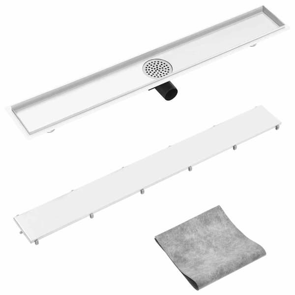 vidaXL Dusjavløp med 2-i-1 sluk 93x14 cm rustfritt stål