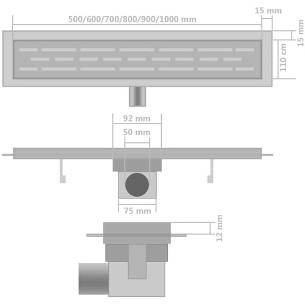 linære bruserafløb 2 stk. bobledesign 930 x 140 mm rustfrit stål
