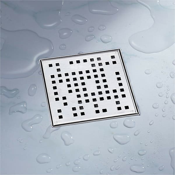 Firkantet bruseafl?b 15x15cm rustfrit st?l Pixel spildevandsrist