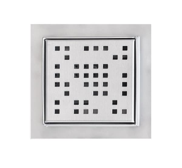 Firkantet bruseafl?b i rustfrit st?l 12x12cm med Pixel gitter
