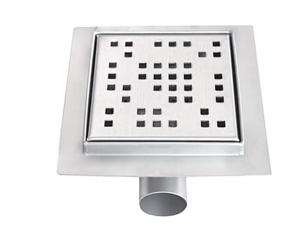 Firkantet bruseafl?b i rustfrit st?l 12x12cm med Pixel gitter