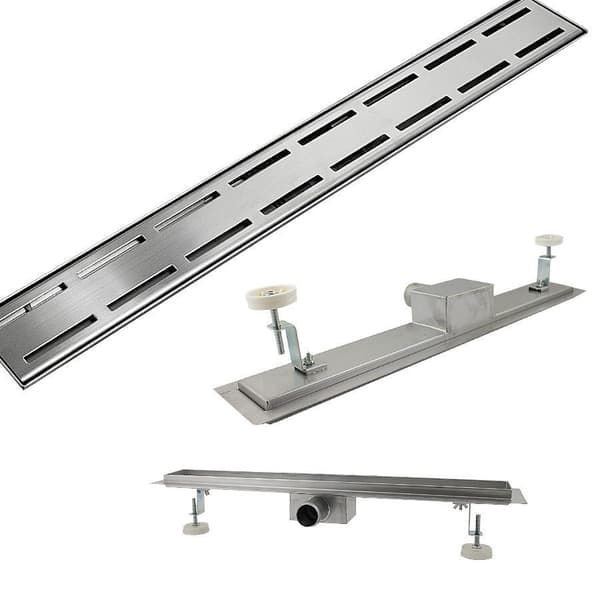 Inox lattiakaivo 110cm LINE sifonilla, suihkuallas