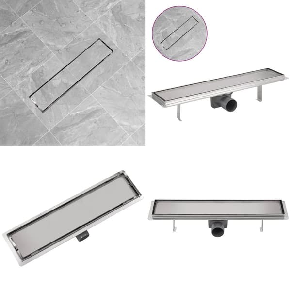 Lineært bruseafløb 530x140 mm rustfrit stål -  - Home & Living