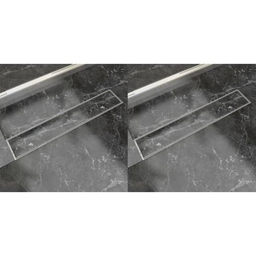 Avlång golvbrunn 2 st rostfritt stål 630x140 mm