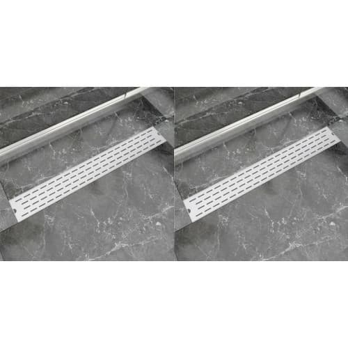 Avlång golvbrunn 2 st rak rostfritt stål 830x140 mm