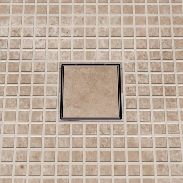 Lux element - LTUBE1174 - Horisontell golvbrunn med kakelbart galler, TUB-BAW-DV, grå