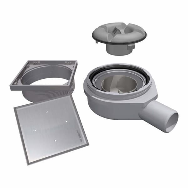Lux element - LTUBE1174 - Horisontell golvbrunn med kakelbart galler, TUB-BAW-DV, grå