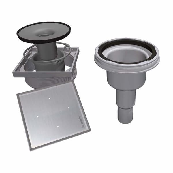 Lux element - LTUBE1169 - Vertikal golvbrunn med kakelbart galler, 100 mm kärnborrning, TUB-BAS-DV 100, grå