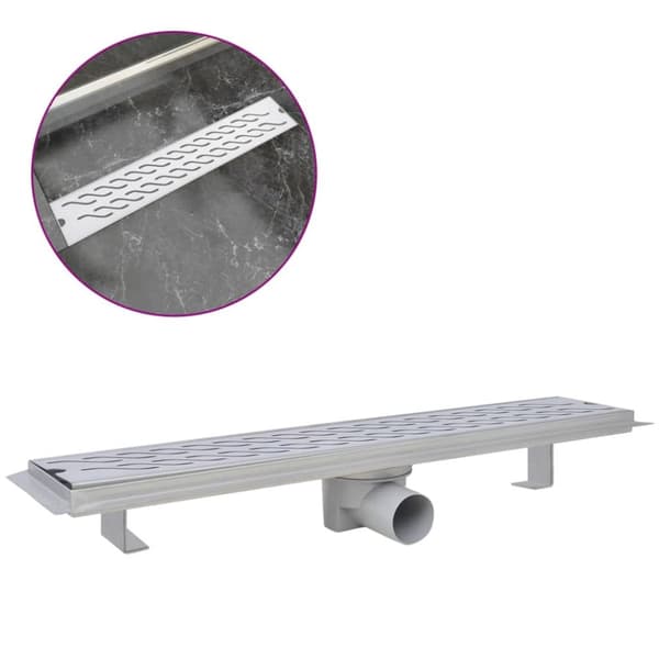Avlång golvbrunn vågig 630x140 mm rostfritt stål