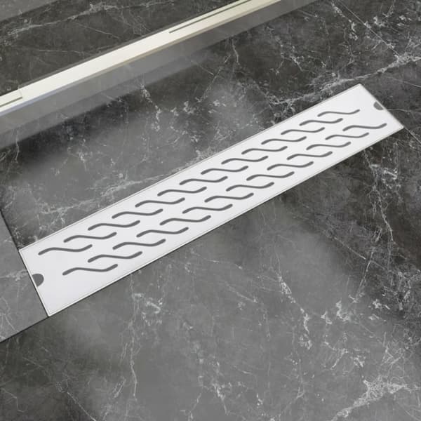 Avlång golvbrunn vågig 630x140 mm rostfritt stål
