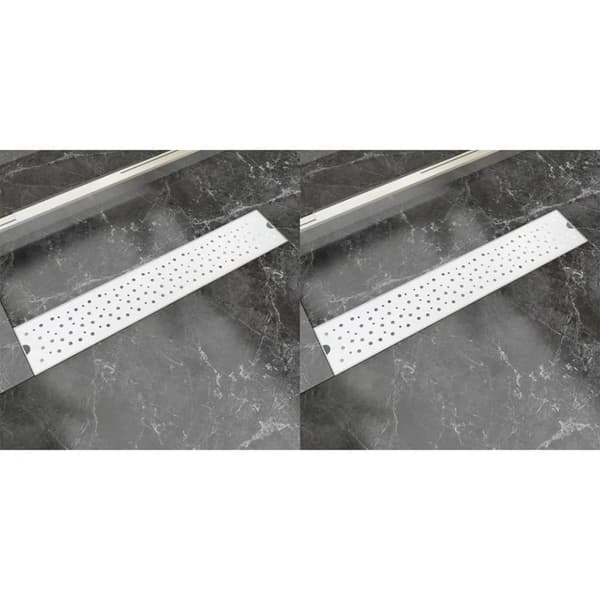 Avlång golvbrunn 2 st bubblor rostfritt stål 630x140 mm