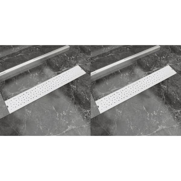 Avlång golvbrunn 2 st bubblor rostfritt stål 730x140 mm