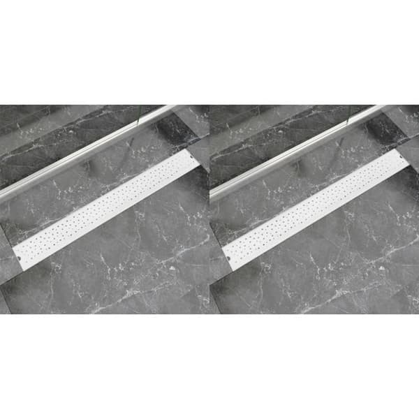 Avlång golvbrunn 2 st bubblor rostfritt stål 930x140 mm