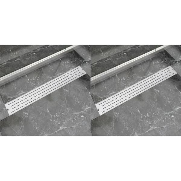 Avlång golvbrunn 2 st rak rostfritt stål 830x140 mm