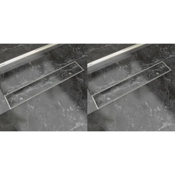Avlång golvbrunn 2 st rostfritt stål 630x140 mm