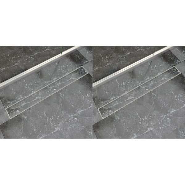 Avlång golvbrunn 2 st rostfritt stål 930x140 mm