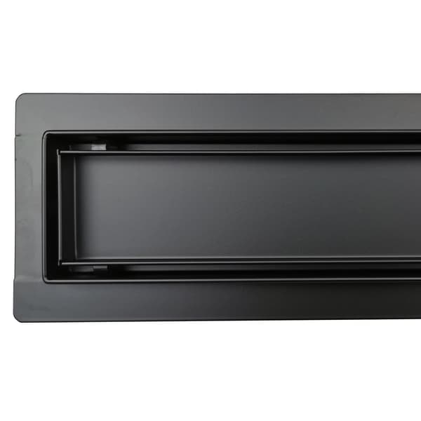 Rustfrit stål lineært gulvbruseafløb, sort, 60 cm