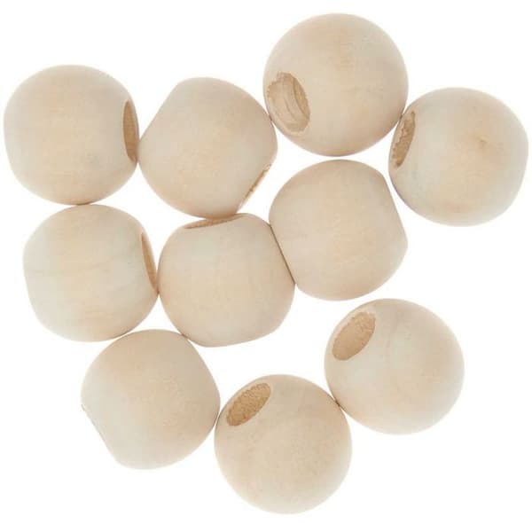 10 runda makramepärlor - naturligt trä - 20 mm