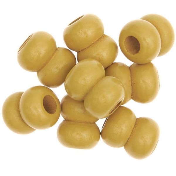 8 dubbla runda pärlor - gult trä - 22 mm