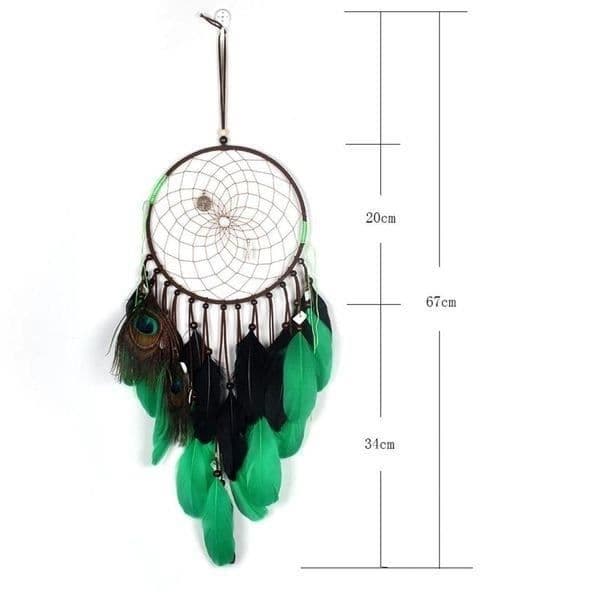 Drömfångare - Ej specificerad - Modell Pärlplommon - 67 cm - Svart och Grön - Drömfångare