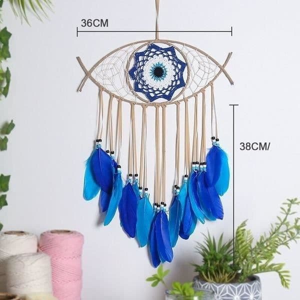 Drömfångare - Amulett - Blå - 38 cm - Dekoration - Drömfångare