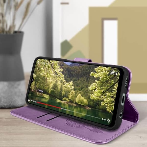 Samsung A22 5G plånbok och ställ Mandala Dreamcatcher Forcell Lila