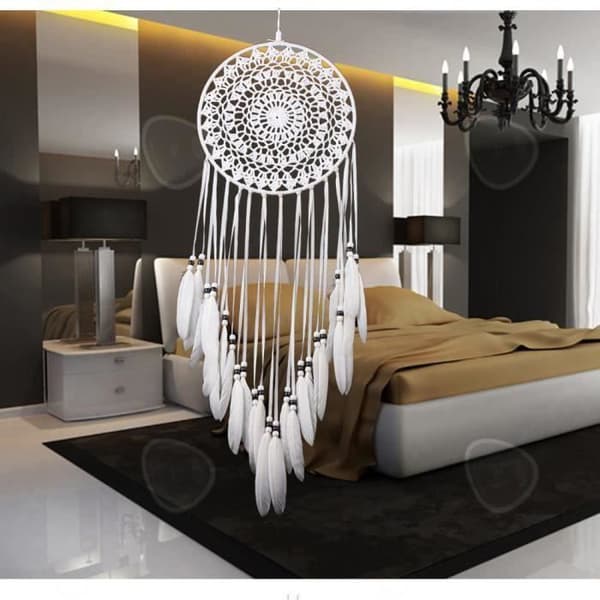 CONFO Original Pure White Knife Dreamcatcher Hem Handgjorda fjädrar Väggdekorationer Dekoration av det vita