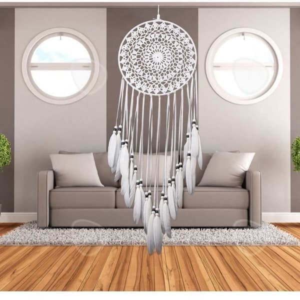 CONFO Original Pure White Knife Dreamcatcher Hem Handgjorda fjädrar Väggdekorationer Dekoration av det vita