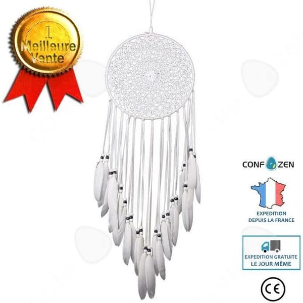CONFO Original Pure White Knife Dreamcatcher Hem Handgjorda fjädrar Väggdekorationer Dekoration av det vita