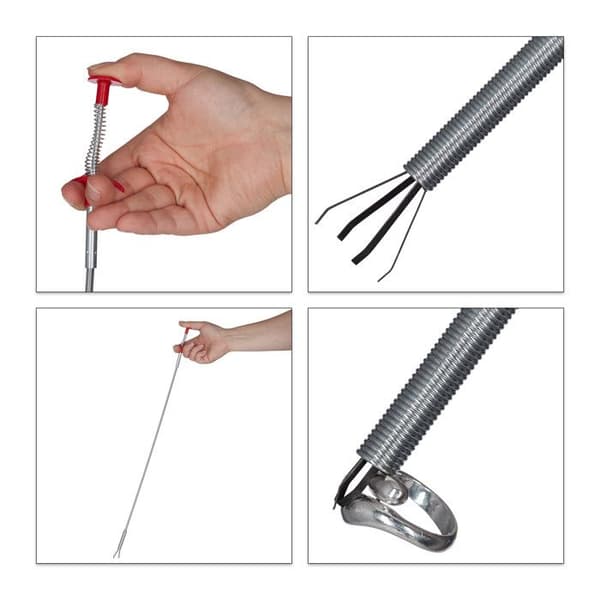 Relaxdays Set med 2 uppsamlingsverktyg, spikplockare, skruvplockare, flexibel, magnetisk, mjuk, 600 mm, silver