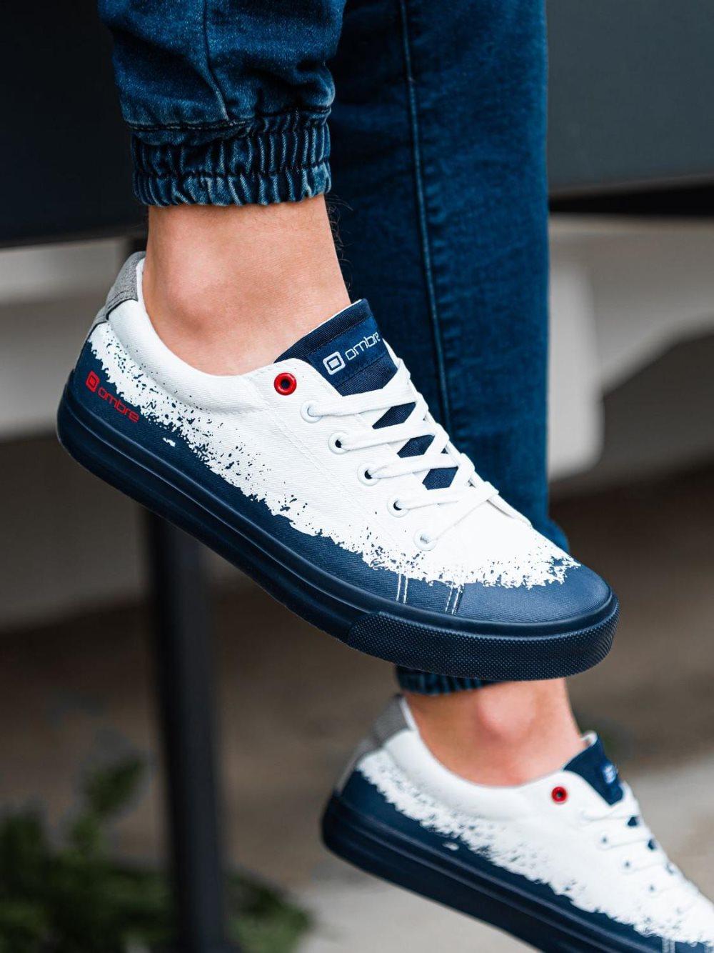 Men's high-top trainers T345 - white/navy