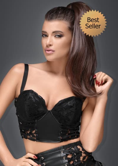Noir Lace & Power Wetlook Top