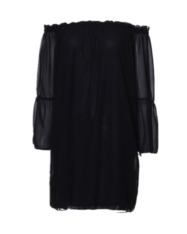 US Plus 11 Färger Dam Off Shoulder Solid Långärmad Chiffong Lös Mini Klänning