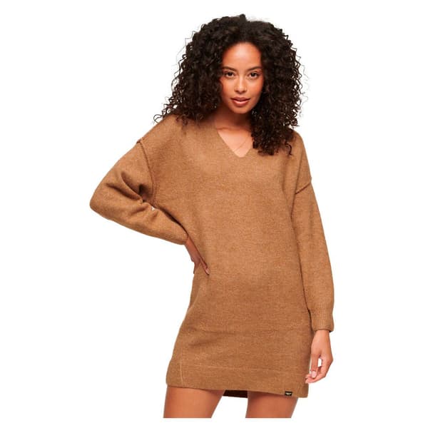 Superdry Långärmad Kort Klänning V Jumper Brun XS Kvinna