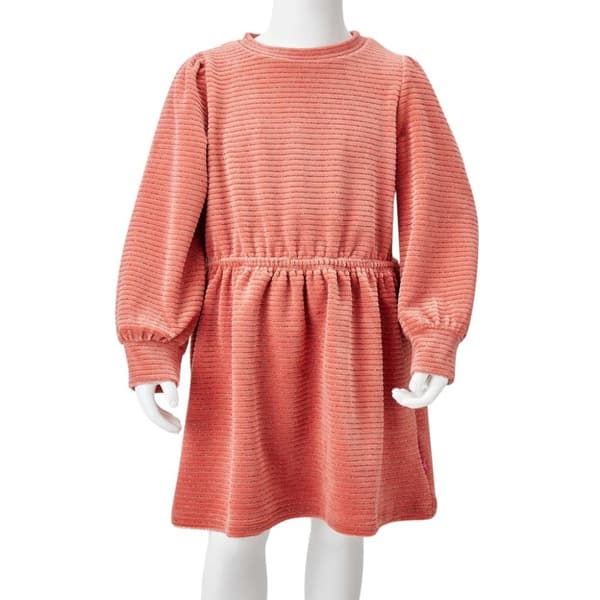 vidaXL Klänning med långa ärmar för barn medium rosa 92