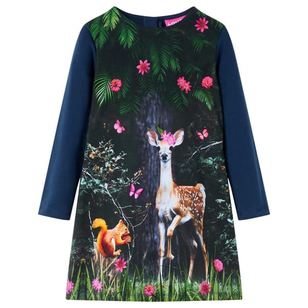 vidaXL Lasten pitkähihainen mekko laivastonsininen 104