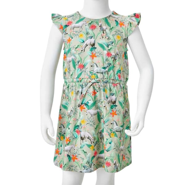 vidaXL Lasten mekko röyhelöhihoilla v.khaki 92