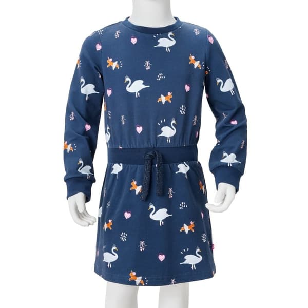 vidaXL Lasten pitkähihainen mekko laivastonsininen 92