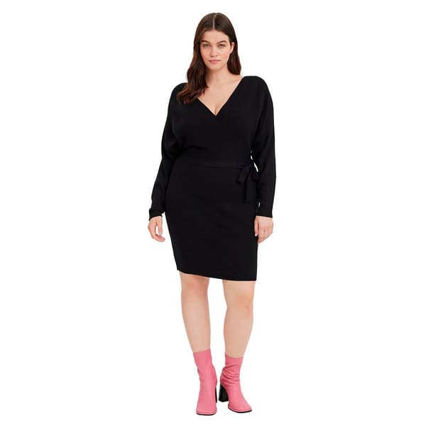 Vero Moda Curve Langærmet Kort Kjole Hollyrem Brun 42-44 Kvinde