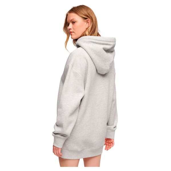 Superdry Pitkähihainen Lyhyt Mekko Essential Hooded Sweat Harmaa S-M Nainen