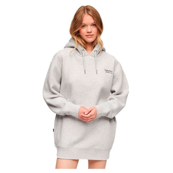 Superdry Pitkähihainen Lyhyt Mekko Essential Hooded Sweat Harmaa S-M Nainen