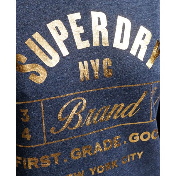 Superdry Långärmad Kort Klänning Luxe Metallic Logo Blå S Kvinna