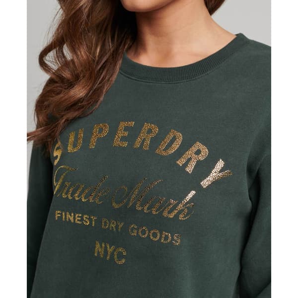 Superdry Långärmad Kort Klänning Luxe Metallic Logo Grönt XS Kvinna