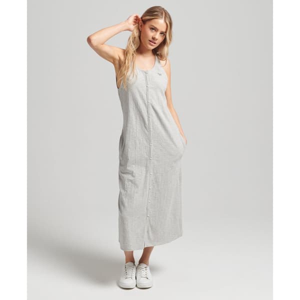 Superdry Klänning Vintage Jersey Button Grå XS Kvinna