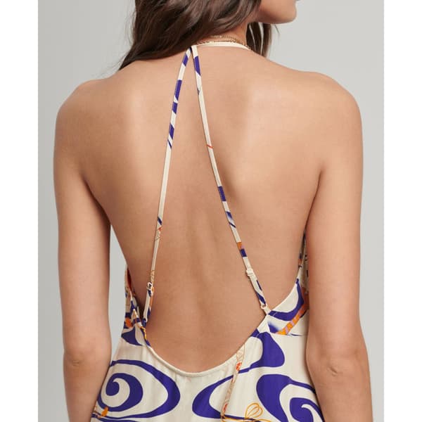 Superdry Klänning Vintage Midi Halter Slip Vit,Blå XL Kvinna