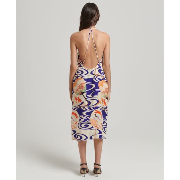 Superdry Klänning Vintage Midi Halter Slip Vit,Blå XL Kvinna